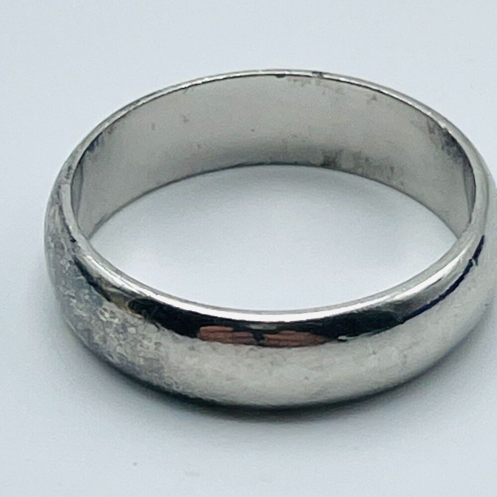 NF 925 Thailand Sterling Silver Wedding Ring Size 6.5 Band Width 5mm Tarnished